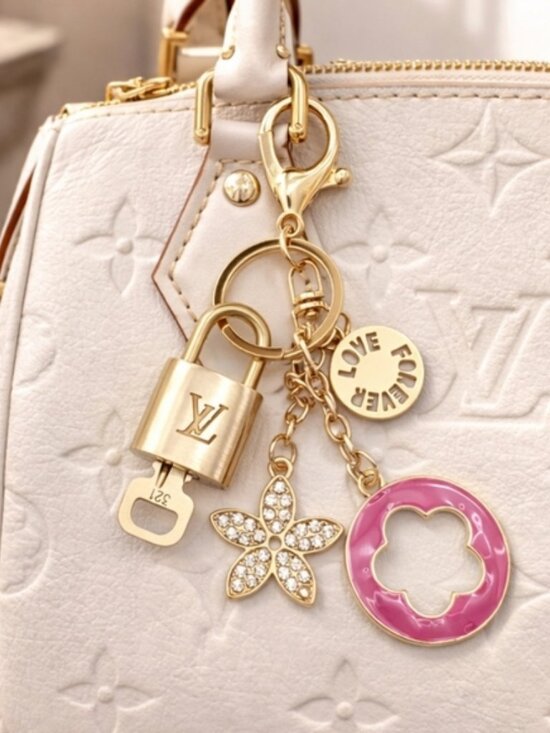 Louis Vuitton Accessories - Authentic Louis Vuitton Gold Lock 🔒 Keychain Bag Unbranded Flower Charm LV